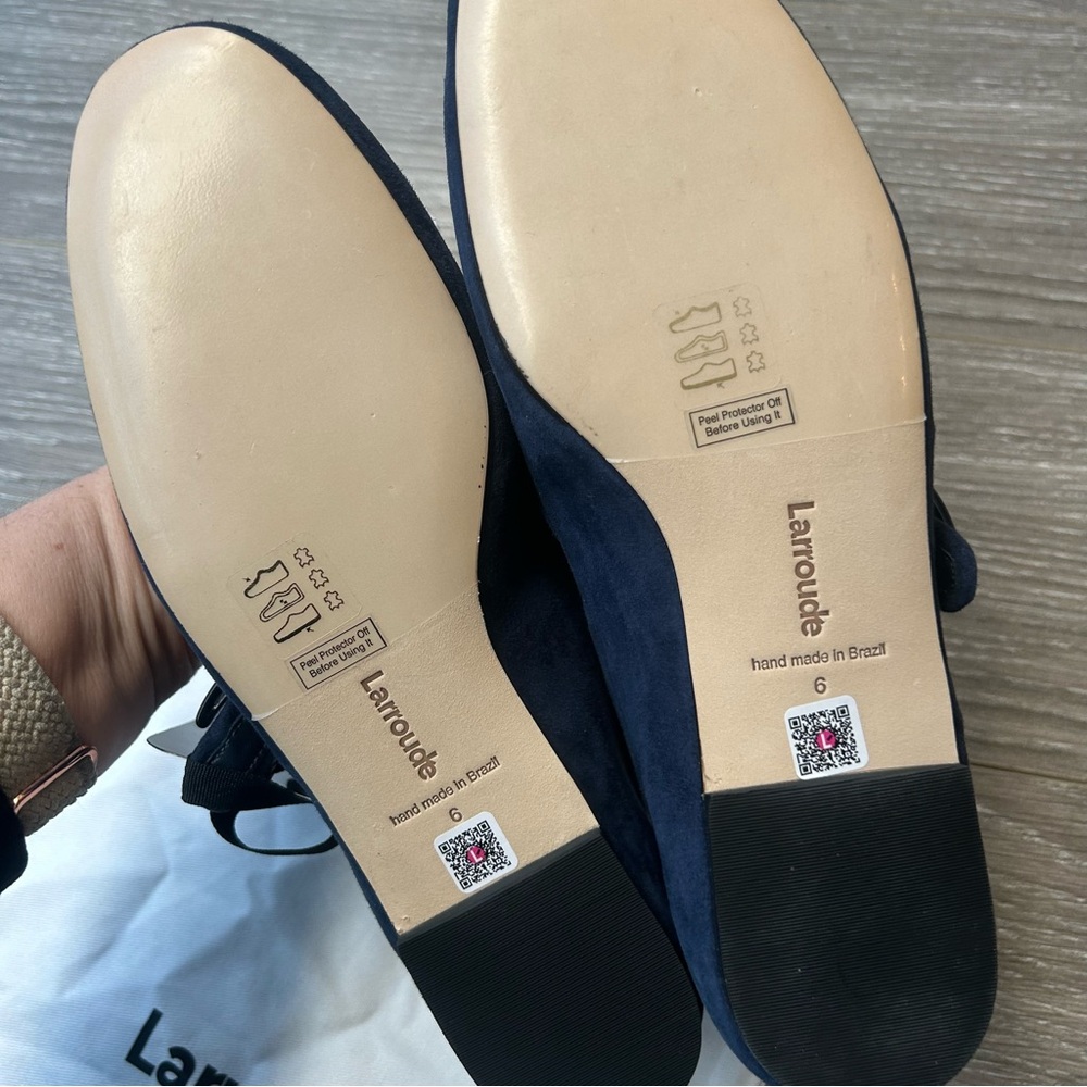 Larroudé Verona Ballet Flat In Navy Suede Size 6 NEW - Picture 5 of 6